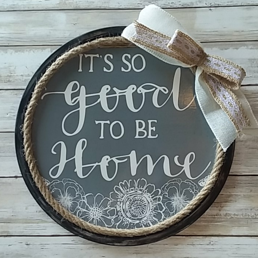 Shabby chic metal HOME sign